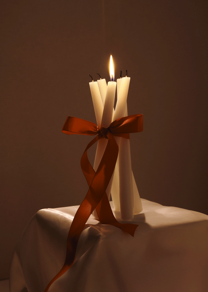 elegance candles with a bow